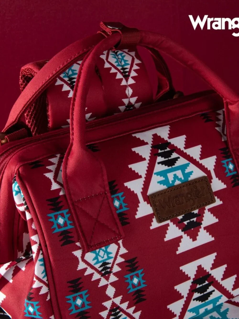 Wrangler Allover Wrangler Aztec Printed Callie Backpack - Burgundy
